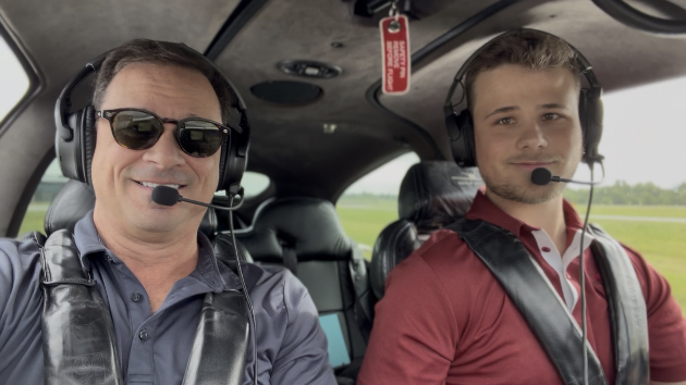 Tony and Brady Hansmann in the cockpit